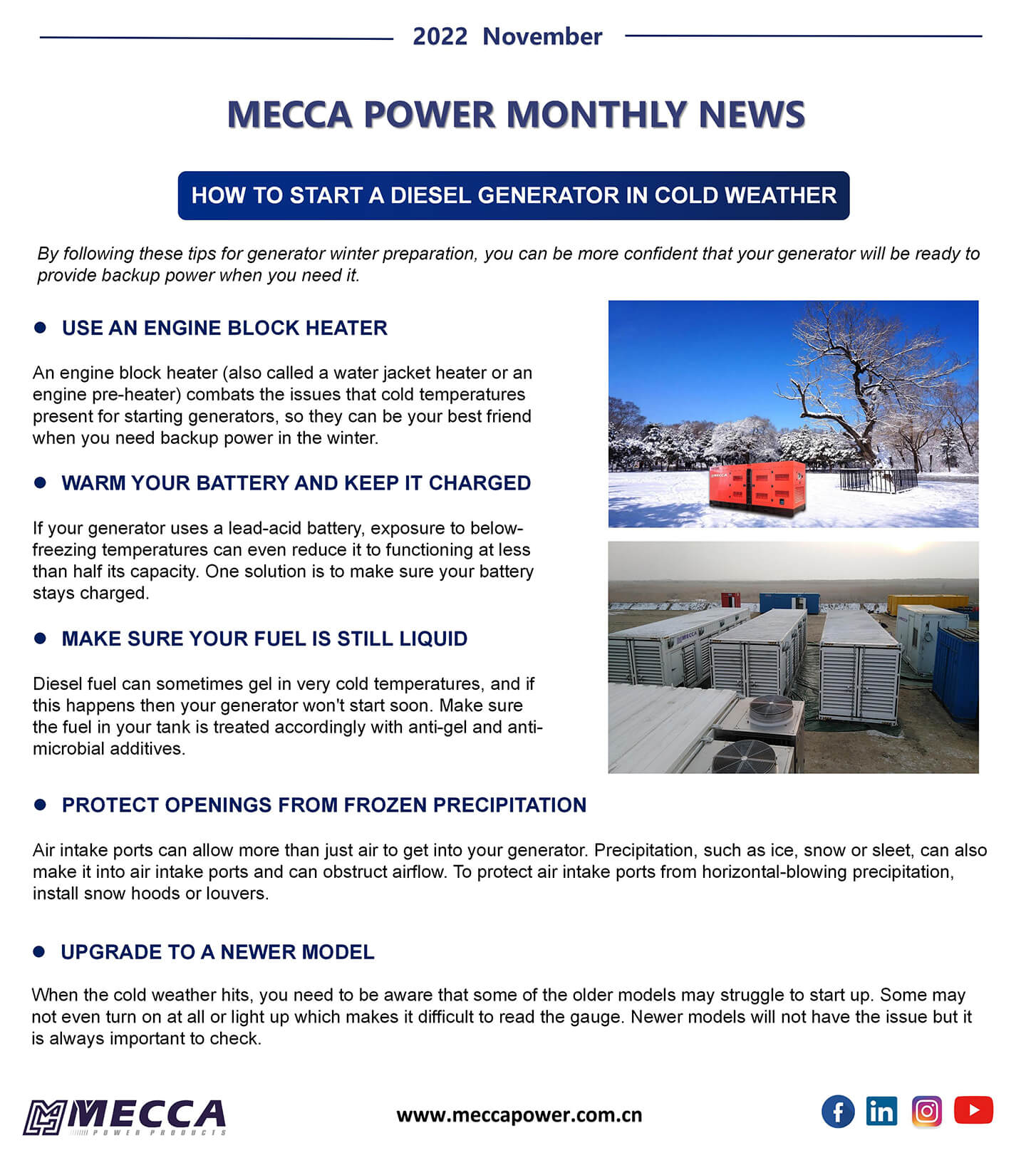 MECCA generator monthly news